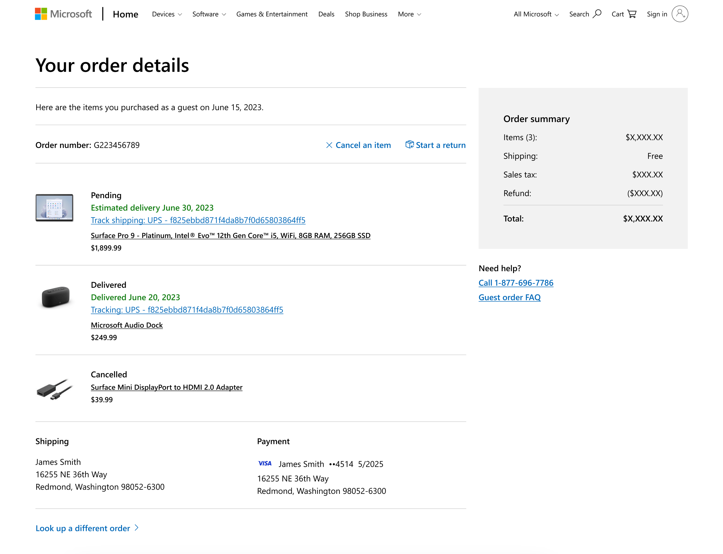 Order details desktop 